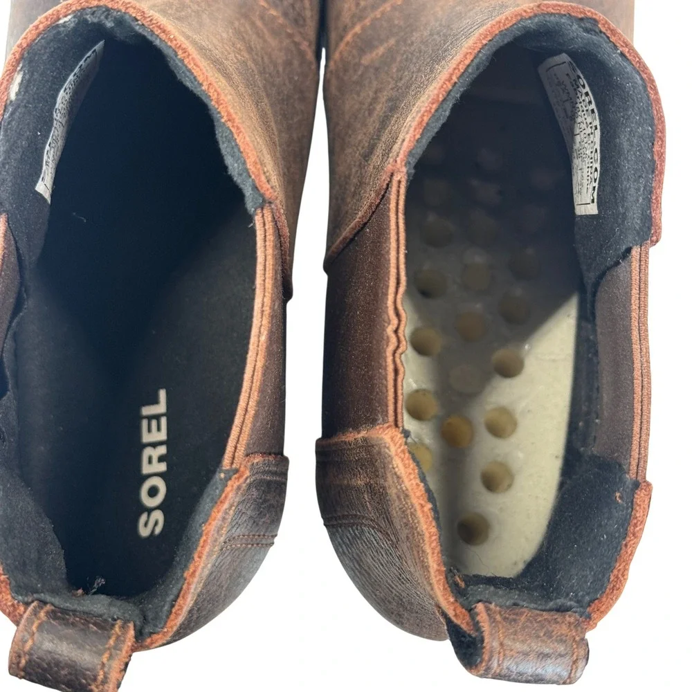 Sorel Joan of Arctic Wedge II Chelsea Boot Leather‎ Brown Burnt Henna Womens 7